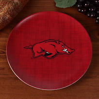Localize your holiday party with Razorback dinnerware. (Plate by Fanatic)